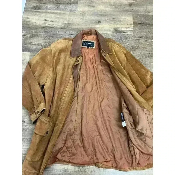 Wilsons Leather Men's Brown Full Zip Jacket Leather Collar Suede Size L *Read - Picture 8 of 16